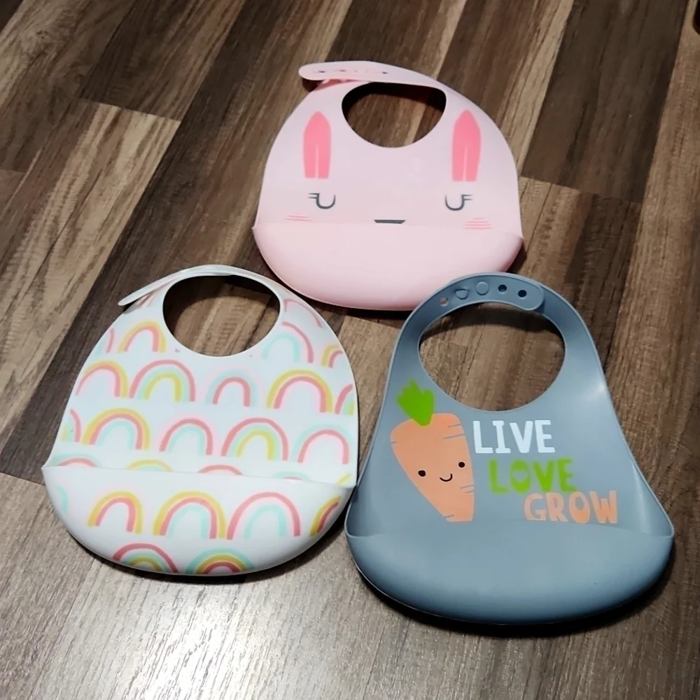 Cloud Island  set of 3  Adjustable Silicone Bibs Spring Easter
